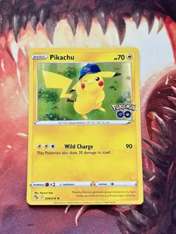 Pikachu Pokemon GO Stamped Holo 028/078 Sword & Shield Card 2022 NM ⚡ - Image 2