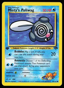 Misty's Poliwag 89/132 Common 1st Edition Gym Challenge Pokemon Card - Image 1