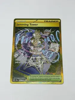 Jamming Tower 243/182 - Gold Hyper Rare Destined Rivals Pokemon Card TCG NM/M - Image 1