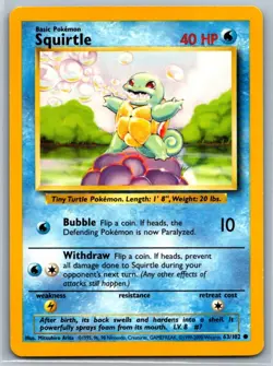 Squirtle - Base Set 063/102 Vintage Pokemon Card NM - Image 1