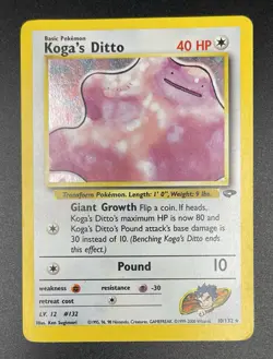 Pokemon Koga's Ditto Holo Rare Card Gym Challenge 10/132 40HP English - Image 1