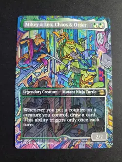Mikey & Leo, Chaos & Order (Borderless) Rare MTG Ninja Turtles - Image 1