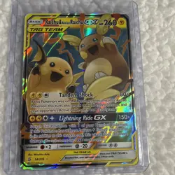 Pokemon TCG Raichu Alolan Raichu Tag Team GX Holo Card Unified Minds 54/236 - Image 1