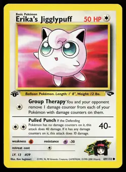 Erika's Jigglypuff 69/132 Common 1st Edition Gym Challenge Pokemon Card - Image 1