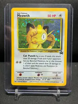 Meowth 10 Game Boy Black Star Promo Holo Swirl Pokemon 2000 WOTC LP - Image 1