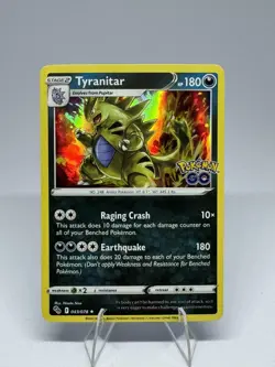 Pokemon TCG Tyranitar Pokemon GO 043/078 Reverse Holo Rare Stamped NEAR MINT - Image 1