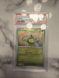 BUDEW Pokemon Prismatic Evolutions Poke Ball Reverse Holo 004/131 PSA 9 Mint TCG - Image 1