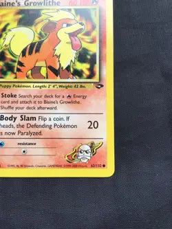 Pokemon Cards: Gym Challenge 1st Edition Common: Blaine's Growlithe 62/132 - Image 4