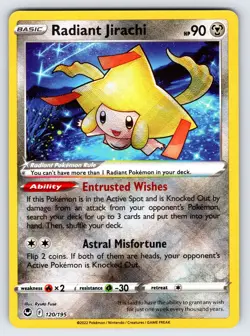 Radiant Jirachi 120/195 2022 Silver Tempest Pokemon Card Ultra Rare Shiny - Nm - Image 1