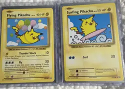 surfing pikachu & flying pikachu rare 2016 pokemon cards. - Image 1