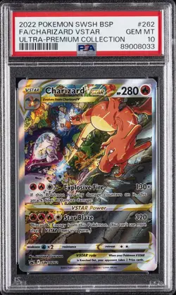 2022 POKEMON SWSH BLACK STAR PROMO #262 FULL ART/CHARIZARD VSTAR PSA 10 - Image 1