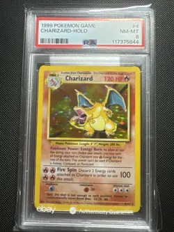 1999 POKEMON BASE SET UNLIMITED #4 CHARIZARD-HOLO PSA 8 - Image 1