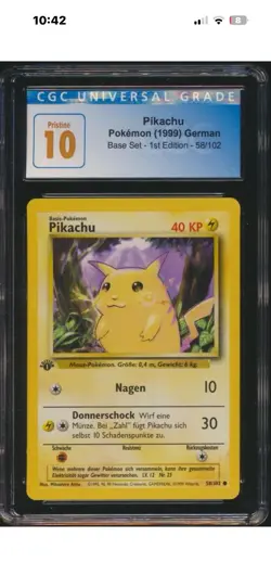 Pokemon Pikachu Base Set 1. Edition Deutsch CGC Pristine 10 - Image 1