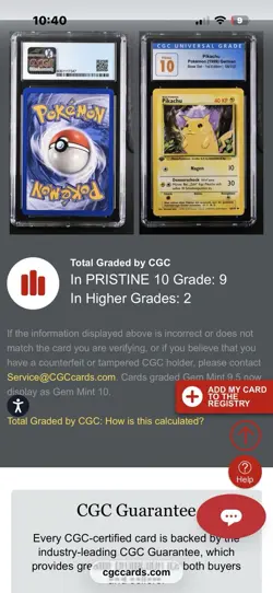 Pokemon Pikachu Base Set 1. Edition Deutsch CGC Pristine 10 - Image 3