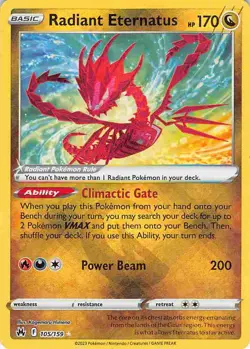 Radiant Eternatus 105/159 Radiant Rare Crown Zenith Pokemon Reverse Holo NM - Image 1