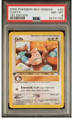 2000 Pokemon Neo Genesis 1st Edition Cleffa PSA 8 - Image 1