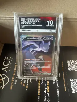Pokemon TCG Team Rocket's Mewtwo 281/217 Ascended Hero’s SIR ACE 10 Perfect Subs - Image 1