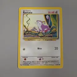 Pokemon TCG Rattata Base Set 61/102 Regular Unlimited Common HP - Image 1