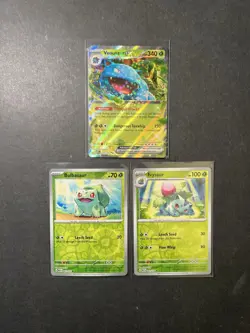 Bulbasaur Ivysaur Venusaur Pokemon Card 151 Holo Complete Evolution Set PTCG - Image 1