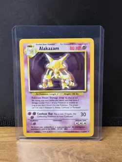 Vintage Pokemon TCG Alakazam 1/102 Base Holo Rare Card LP - Image 1
