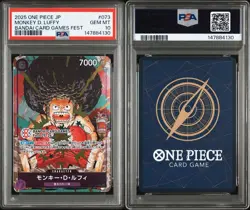 PSA 10 One Piece Monkey D Luffy OP07-073 BANDAI CARD GAMES Fest Promo Japanese - Image 4