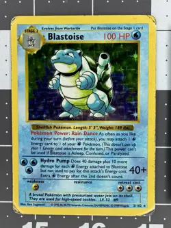 Pokemon TCG Blastoise Base Set Holo Shadowless Rare - Image 1