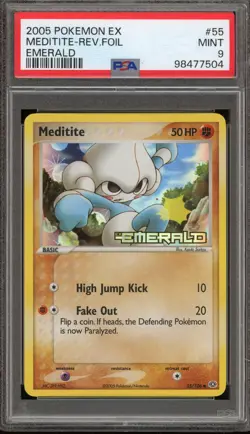Pokemon Meditite EX Emerald Reverse Holo #55 PSA 9 Mint - Image 1