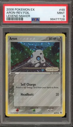 Pokemon Aron EX Legend Maker Reverse Holo #48 PSA 9 Mint - Image 1