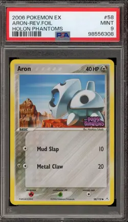 Pokemon Aron EX Holon Phantoms Reverse Holo #58 PSA 9 Mint - Image 1