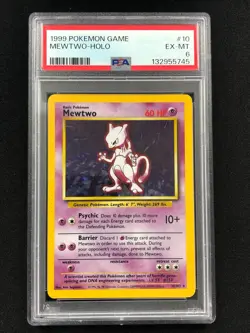 Pokemon 1999 MewTwo Holo 10/102 PSA 6 - Image 1