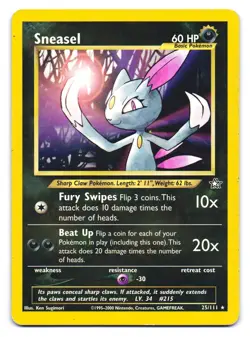 Sneasel 25/111 Rare Neo Genesis Pokemon Unlimited MP - Image 1