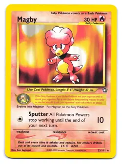 Magby 23/111 Rare Neo Genesis Pokemon Unlimited LP - Image 1