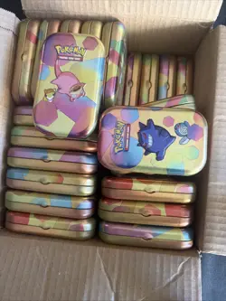 39 Random EMPTY Pokemon 151 Mini Tins Including ART and COINS NO PACKS! - Image 1