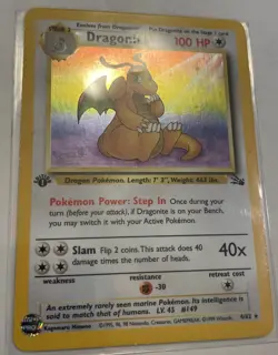 1st Edition Dragonite Holo Fossil 4/62 WOTC Pokemon Card Vintage - Image 1