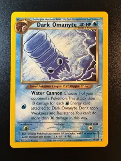 Dark Omanyte - 37/105 - Tomokazu Komiya Art - Neo Destiny Pokemon Card - LP - Image 1