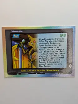 NM! HOLO Pokemon Topps EP21 Abra and the Psychic Showdown TV Animation Blue Logo - Image 2