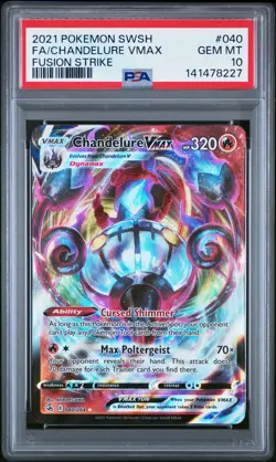 2021 POKEMON SWORD & SHIELD FUSION STRIKE #040 FULL ART/CHANDELURE VMAX PSA 10 - Image 1