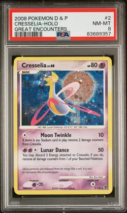 Pokemon Cresselia Holo - Great Encounters - 2/106 - PSA 8 - Image 1