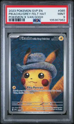 2023 POKEMON SVP EN-SV BLACK STAR PROMO #085 PIKACHU WITH GREY FELT HAT PSA 9 - Image 1