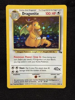 Pokemon Dragonite Fossil Holo Rare 4/62 100 HP Wizards of the Coast Near Mint - Image 1