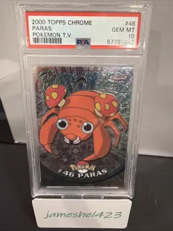 2000 Pokemon Game Topps Chrome Paras TV Rare #46 GEM 10 - Image 1