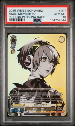 2025 Weiss Schwarz Persona 3 Reload #E07 Aigis: Member #7 PSA10 - Image 1