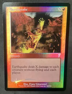 Magic the Gathering 2001 MTG Earthquake Foil 7th Edition Red NM to MT - Image 1