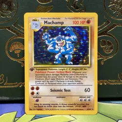 1999 Pokemon TCG Base Set Machamp Holo 1st Edition 8/102 LP - Image 1