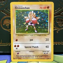Vintage WOTC Pokemon TCG Base Set Holo Hitmonchan 7/102 LP - Image 1