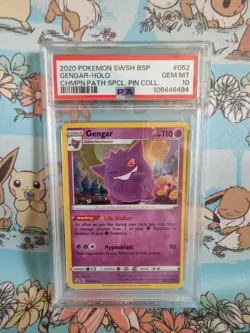 Pokemon Gengar Champion's Path Special Pin Coll. Holo Promo SWSH052 PSA 10 - Image 1