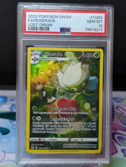 2022 POKEMON SWORD & SHIELD LOST ORIGIN #TG02 FULL ART/ROSERADE PSA 10 Gem Mint - Image 1
