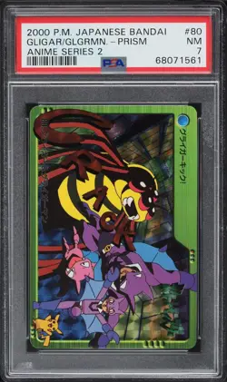 PSA 7 NM 2000 Pokemon Japanese Bandai Anime Series 2 Prism Gligar #80 - Image 1
