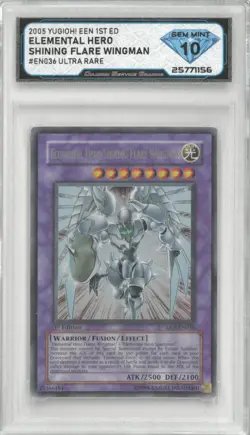 2005 Yugioh! 1st ELEMENTAL HERO SHINING FLARE WINGMAN een-en036💎DSG 10 Gem Mint - Image 1