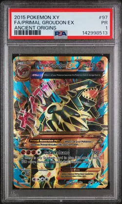 2015 POKEMON XY ANCIENT ORIGINS #97 FULL ART/PRIMAL GROUDON EX PSA 1 - Image 1